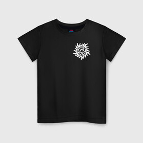Детская футболка хлопок с принтом Supernatural Pentagram в Новосибирске, 100% хлопок | круглый вырез горловины, полуприлегающий силуэт, длина до линии бедер | Тематика изображения на принте: supernatural | vdzabma | сверхъестественное
