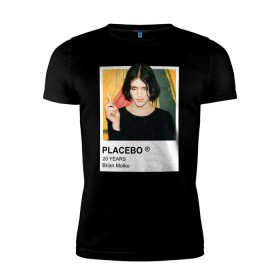 Мужская футболка премиум с принтом PLACEBO Brain Molko в Новосибирске, 92% хлопок, 8% лайкра | приталенный силуэт, круглый вырез ворота, длина до линии бедра, короткий рукав | Тематика изображения на принте: placebo | wyin20 | альтернативный рок | рок | рок группа