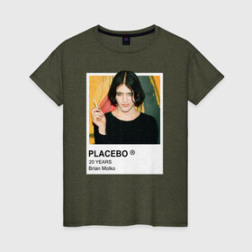 Женская футболка хлопок с принтом PLACEBO Brain Molko в Новосибирске, 100% хлопок | прямой крой, круглый вырез горловины, длина до линии бедер, слегка спущенное плечо | placebo | wyin20 | альтернативный рок | рок | рок группа