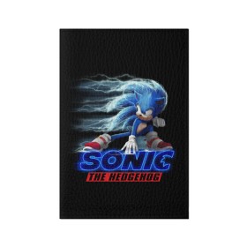 Обложка для паспорта матовая кожа с принтом Sonic в Новосибирске, натуральная матовая кожа | размер 19,3 х 13,7 см; прозрачные пластиковые крепления | Тематика изображения на принте: sonic | sonic 2020 | ежик | кино | мультфильм | соник 2020 | соник фильм