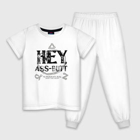 Детская пижама хлопок с принтом Hey, Ass-Butt в Новосибирске, 100% хлопок |  брюки и футболка прямого кроя, без карманов, на брюках мягкая резинка на поясе и по низу штанин
 | supernatural | vdzabma | сверхъестественное