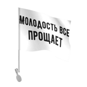 Флаг для автомобиля с принтом Молодость в Новосибирске, 100% полиэстер | Размер: 30*21 см | круто | макс корж | молодежно | молодость | надпись | песня | популярно | сообщение | текст | фраза