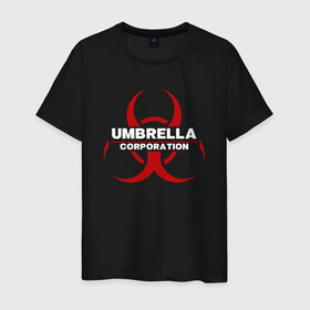 Мужская футболка хлопок с принтом Umbrella в Новосибирске, 100% хлопок | прямой крой, круглый вырез горловины, длина до линии бедер, слегка спущенное плечо. | biohazard | corporation | nemesis | resident evil | umbrella | virus | амбрела | амбрелла | биологическая угроза | вирус | зонт | обитель зла | резидент ивл