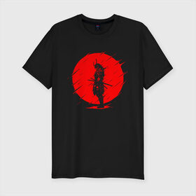Мужская футболка хлопок Slim с принтом SAMURAI в Новосибирске, 92% хлопок, 8% лайкра | приталенный силуэт, круглый вырез ворота, длина до линии бедра, короткий рукав | Тематика изображения на принте: japan | japanese | samurai | катана | меч | самураи | самурай | солнце | япония