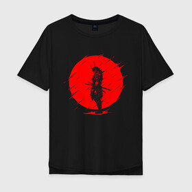 Мужская футболка хлопок Oversize с принтом SAMURAI / САМУРАЙ в Новосибирске, 100% хлопок | свободный крой, круглый ворот, “спинка” длиннее передней части | japan | japanese | samurai | катана | меч | самураи | самурай | солнце | япония