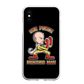 Чехол для iPhone XS Max матовый с принтом ONE-PUNCH MAN в Новосибирске, Силикон | Область печати: задняя сторона чехла, без боковых панелей | one punch man | onepunchman | oppai | saitama | ван панч мен | ванпанчмен | макото миядзаки | сайтама | человек один удар