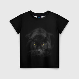 Детская футболка 3D с принтом Пантера в Новосибирске, 100% гипоаллергенный полиэфир | прямой крой, круглый вырез горловины, длина до линии бедер, чуть спущенное плечо, ткань немного тянется | Тематика изображения на принте: animal | animals | beast | black | cat | kitten | phanter | животное | животные | зверек | зверь | кот | котики | кошка | кошки | пантера | черная