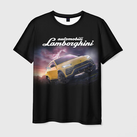 Мужская футболка 3D с принтом Lamborghini Urus в Новосибирске, 100% полиэфир | прямой крой, круглый вырез горловины, длина до линии бедер | audi | auto | aventador | lamborghini | murcielago | urus | авто | автомобиль | ам | ламба | ламборгини | машина | машины | спорткар | урус