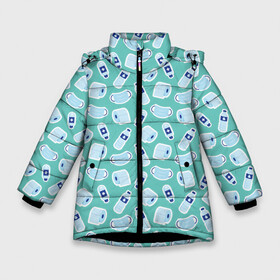 Зимняя куртка для девочек 3D с принтом Комплект для выживания в Новосибирске, ткань верха — 100% полиэстер; подклад — 100% полиэстер, утеплитель — 100% полиэстер. | длина ниже бедра, удлиненная спинка, воротник стойка и отстегивающийся капюшон. Есть боковые карманы с листочкой на кнопках, утяжки по низу изделия и внутренний карман на молнии. 

Предусмотрены светоотражающий принт на спинке, радужный светоотражающий элемент на пуллере молнии и на резинке для утяжки. | Тематика изображения на принте: covid 2019 | апокалипсис | вирус | коронавирус | маска | пандемия | эпидемия