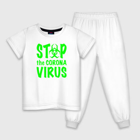 Детская пижама хлопок с принтом Stop the Coronavirus в Новосибирске, 100% хлопок |  брюки и футболка прямого кроя, без карманов, на брюках мягкая резинка на поясе и по низу штанин
 | 2019   ncov | coronavirus | covid | covid 19 | ncov | virus | арт | биологическая опасность | болезнь | вирус | знак | карантин | корона | коронавирус | короновирус | мем | мой руки | оставайся дома | пандемия | помой руки