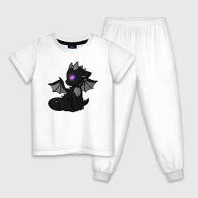 Детская пижама хлопок с принтом Эндар дракон в Новосибирске, 100% хлопок |  брюки и футболка прямого кроя, без карманов, на брюках мягкая резинка на поясе и по низу штанин
 | minecraft | дракон | дракончик | крылья | майнкрафт | эндар дракон