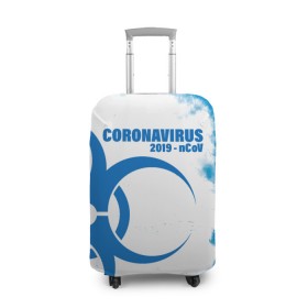 Чехол для чемодана 3D с принтом Coronavirus 2019 - nCoV в Новосибирске, 86% полиэфир, 14% спандекс | двустороннее нанесение принта, прорези для ручек и колес | 2019   ncov | coronavirus | covid | covid 19 | ncov | virus | арт | биологическая опасность | болезнь | вирус | знак | карантин | корона | коронавирус | короновирус | мем | мой руки | оставайся дома | пандемия | помой руки