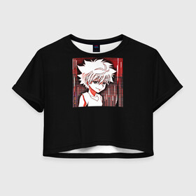 Женская футболка Crop-top 3D с принтом Hunter x Hunter Киллуа Killua в Новосибирске, 100% полиэстер | круглая горловина, длина футболки до линии талии, рукава с отворотами | hunterxhunter | hxh | killua | killua zoldyck | аниме | каваи | манга | охотник х охотник | охотникхохотник