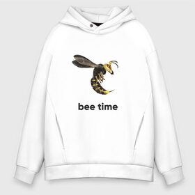 Мужское худи Oversize хлопок с принтом Bee time в Новосибирске, френч-терри — 70% хлопок, 30% полиэстер. Мягкий теплый начес внутри —100% хлопок | боковые карманы, эластичные манжеты и нижняя кромка, капюшон на магнитной кнопке | bee | bee time | sting | tranimals | wings | жало | оса | пчела | шершень