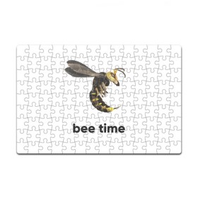 Пазл магнитный 126 элементов с принтом Bee time в Новосибирске, полимерный материал с магнитным слоем | 126 деталей, размер изделия —  180*270 мм | bee | bee time | sting | tranimals | wings | жало | оса | пчела | шершень