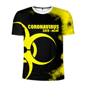 Мужская футболка 3D спортивная с принтом Coronavirus 2019 - nCoV в Новосибирске, 100% полиэстер с улучшенными характеристиками | приталенный силуэт, круглая горловина, широкие плечи, сужается к линии бедра | 2019   ncov | coronavirus | covid | covid 19 | ncov | virus | арт | биологическая опасность | болезнь | вирус | знак | карантин | корона | коронавирус | короновирус | мем | мой руки | оставайся дома | пандемия | помой руки