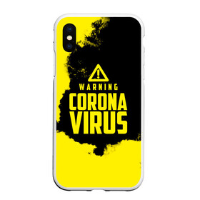 Чехол для iPhone XS Max матовый с принтом Warning Coronavirus в Новосибирске, Силикон | Область печати: задняя сторона чехла, без боковых панелей | Тематика изображения на принте: 2019   ncov | coronavirus | covid | covid 19 | ncov | virus | арт | биологическая опасность | болезнь | вирус | знак | карантин | корона | коронавирус | короновирус | мем | мой руки | оставайся дома | пандемия | помой руки