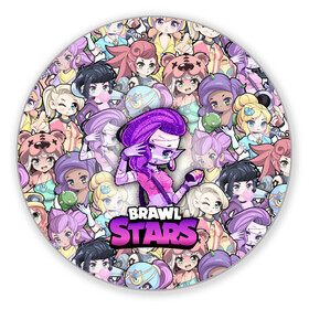 Коврик для мышки круглый с принтом BrawlStars Girls (Oko) в Новосибирске, резина и полиэстер | круглая форма, изображение наносится на всю лицевую часть | 8 | bit | brawl | brawlstars | bs | emz | girls | oko | stars | virus | бит | бравл | бравлеры | бравлстарс | бравлы | браво | бровл | броул | броулбол | бс | вирус | герои | девочки | емз | емс | игра | мультик | мумия | образ | око | пер