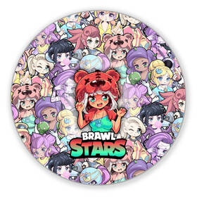 Коврик для мышки круглый с принтом BrawlStars Girls (Oko) в Новосибирске, резина и полиэстер | круглая форма, изображение наносится на всю лицевую часть | 8 | bit | brawl | brawlstars | bs | girls | nita | oko | stars | virus | бит | бравл | бравлеры | бравлстарс | бравлы | браво | бровл | броул | броулбол | бс | вирус | герои | девочки | игра | медведь | мультик | нита | образ | око | персо