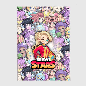 Постер с принтом BrawlStars Girls (Oko) в Новосибирске, 100% бумага
 | бумага, плотность 150 мг. Матовая, но за счет высокого коэффициента гладкости имеет небольшой блеск и дает на свету блики, но в отличии от глянцевой бумаги не покрыта лаком | 