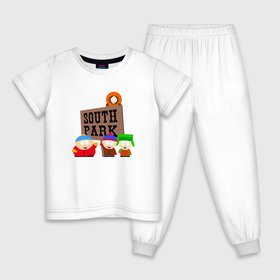 Детская пижама хлопок с принтом South Park в Новосибирске, 100% хлопок |  брюки и футболка прямого кроя, без карманов, на брюках мягкая резинка на поясе и по низу штанин
 | park | south | south park | картман | кени | они убили кени | парк | сволочи | южный | южный парк