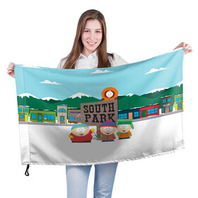 Флаг 3D с принтом ЮЖНЫЙ ПАРК | SOUTH PARK (Z) в Новосибирске, 100% полиэстер | плотность ткани — 95 г/м2, размер — 67 х 109 см. Принт наносится с одной стороны | kenny | south park | кенни | мультфильмы | южный парк