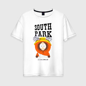 Женская футболка хлопок Oversize с принтом South Park Кенни в Новосибирске, 100% хлопок | свободный крой, круглый ворот, спущенный рукав, длина до линии бедер
 | south park | баттерс | кайл | кени | кеннет | кенни | мультик | саус парк | стэнли | эрик | южный парк
