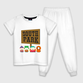 Детская пижама хлопок с принтом South Park. в Новосибирске, 100% хлопок |  брюки и футболка прямого кроя, без карманов, на брюках мягкая резинка на поясе и по низу штанин
 | south park | американская культура | американский мультсериал | колорадо | пародия | саус парк | саут парк | черный юмор | четыре мальчика | шоу | южный парк