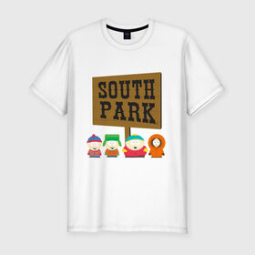 Мужская футболка хлопок Slim с принтом South Park в Новосибирске, 92% хлопок, 8% лайкра | приталенный силуэт, круглый вырез ворота, длина до линии бедра, короткий рукав | south park | американская культура | американский мультсериал | колорадо | пародия | саус парк | саут парк | черный юмор | четыре мальчика | шоу | южный парк