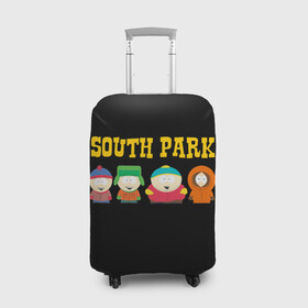 Чехол для чемодана 3D с принтом South Park. в Новосибирске, 86% полиэфир, 14% спандекс | двустороннее нанесение принта, прорези для ручек и колес | south park | американская культура | американский мультсериал | колорадо | пародия | саус парк | саут парк | черный юмор | четыре мальчика | шоу | южный парк