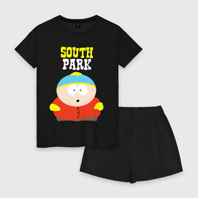 Женская пижама с шортиками хлопок с принтом SOUTH PARK в Новосибирске, 100% хлопок | футболка прямого кроя, шорты свободные с широкой мягкой резинкой | south park | американская культура | американский мультсериал | колорадо | пародия | саус парк | саут парк | черный юмор | четыре мальчика | шоу | южный парк