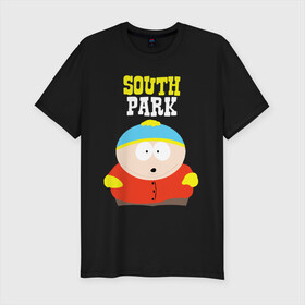 Мужская футболка хлопок Slim с принтом SOUTH PARK. в Новосибирске, 92% хлопок, 8% лайкра | приталенный силуэт, круглый вырез ворота, длина до линии бедра, короткий рукав | south park | американская культура | американский мультсериал | колорадо | пародия | саус парк | саут парк | черный юмор | четыре мальчика | шоу | южный парк