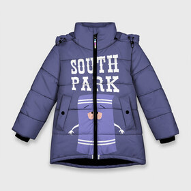 Зимняя куртка для девочек 3D с принтом South Park Полотенчико в Новосибирске, ткань верха — 100% полиэстер; подклад — 100% полиэстер, утеплитель — 100% полиэстер. | длина ниже бедра, удлиненная спинка, воротник стойка и отстегивающийся капюшон. Есть боковые карманы с листочкой на кнопках, утяжки по низу изделия и внутренний карман на молнии. 

Предусмотрены светоотражающий принт на спинке, радужный светоотражающий элемент на пуллере молнии и на резинке для утяжки. | Тематика изображения на принте: south park | баттерс | кайл | кени | кеннет | кенни | мультик | саус парк | стэнли | эрик | южный парк