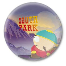 Значок с принтом South Park Картмен в Новосибирске,  металл | круглая форма, металлическая застежка в виде булавки | south park | баттерс | кайл | картмен | кени | кеннет | кенни | мультик | саус парк | стэнли | эрик | южный парк