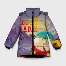 Зимняя куртка для девочек 3D с принтом South Park Картмен в Новосибирске, ткань верха — 100% полиэстер; подклад — 100% полиэстер, утеплитель — 100% полиэстер. | длина ниже бедра, удлиненная спинка, воротник стойка и отстегивающийся капюшон. Есть боковые карманы с листочкой на кнопках, утяжки по низу изделия и внутренний карман на молнии. 

Предусмотрены светоотражающий принт на спинке, радужный светоотражающий элемент на пуллере молнии и на резинке для утяжки. | south park | баттерс | кайл | картмен | кени | кеннет | кенни | мультик | саус парк | стэнли | эрик | южный парк