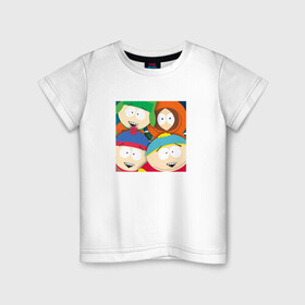 Детская футболка хлопок с принтом South Park в Новосибирске, 100% хлопок | круглый вырез горловины, полуприлегающий силуэт, длина до линии бедер | Тематика изображения на принте: park | south | south park | картман | кени | они убили кени | парк | сволочи | южный | южный парк