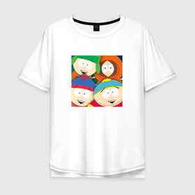 Мужская футболка хлопок Oversize с принтом South Park в Новосибирске, 100% хлопок | свободный крой, круглый ворот, “спинка” длиннее передней части | Тематика изображения на принте: park | south | south park | картман | кени | они убили кени | парк | сволочи | южный | южный парк