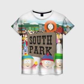Женская футболка 3D с принтом ЮЖНЫЙ ПАРК в Новосибирске, 100% полиэфир ( синтетическое хлопкоподобное полотно) | прямой крой, круглый вырез горловины, длина до линии бедер | kenny | south park | кенни | мультфильмы | саус парк | южный парк