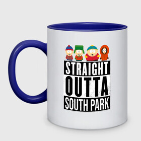 Кружка двухцветная с принтом SOUTH PARK в Новосибирске, керамика | объем — 330 мл, диаметр — 80 мм. Цветная ручка и кайма сверху, в некоторых цветах — вся внутренняя часть | animation | cartman | colorado | eric | gangsta | hip hop | kenny | n.w.a | san | south park | usa | жесть | кайл | картман | кенни | мультфильмы | шикарно | эрик | южный парк