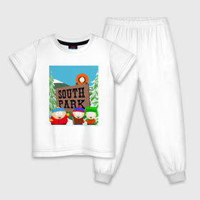 Детская пижама хлопок с принтом ЮЖНЫЙ ПАРК в Новосибирске, 100% хлопок |  брюки и футболка прямого кроя, без карманов, на брюках мягкая резинка на поясе и по низу штанин
 | 
