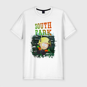 Мужская футболка хлопок Slim с принтом South Park в Новосибирске, 92% хлопок, 8% лайкра | приталенный силуэт, круглый вырез ворота, длина до линии бедра, короткий рукав | south park | баттерс | кайл | картман | картмен | кени | кеннет | кенни | мультик | саус парк | стэнли | эрик | южный парк