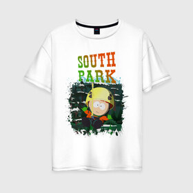 Женская футболка хлопок Oversize с принтом South Park в Новосибирске, 100% хлопок | свободный крой, круглый ворот, спущенный рукав, длина до линии бедер
 | south park | баттерс | кайл | картман | картмен | кени | кеннет | кенни | мультик | саус парк | стэнли | эрик | южный парк