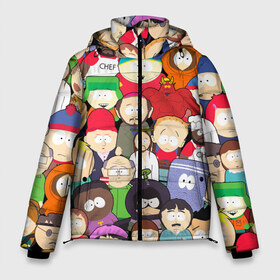 Мужская зимняя куртка 3D с принтом South Park персонажи в Новосибирске, верх — 100% полиэстер; подкладка — 100% полиэстер; утеплитель — 100% полиэстер | длина ниже бедра, свободный силуэт Оверсайз. Есть воротник-стойка, отстегивающийся капюшон и ветрозащитная планка. 

Боковые карманы с листочкой на кнопках и внутренний карман на молнии. | Тематика изображения на принте: park | south | south park | брофловски | герои | кайл | картман | кени | марж | они убили кени | парк | персонажи | ренди | рэнди | сволочи | стен | стэнн | южный | южный парк