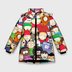 Зимняя куртка для девочек 3D с принтом South Park персонажи в Новосибирске, ткань верха — 100% полиэстер; подклад — 100% полиэстер, утеплитель — 100% полиэстер. | длина ниже бедра, удлиненная спинка, воротник стойка и отстегивающийся капюшон. Есть боковые карманы с листочкой на кнопках, утяжки по низу изделия и внутренний карман на молнии. 

Предусмотрены светоотражающий принт на спинке, радужный светоотражающий элемент на пуллере молнии и на резинке для утяжки. | park | south | south park | брофловски | герои | кайл | картман | кени | марж | они убили кени | парк | персонажи | ренди | рэнди | сволочи | стен | стэнн | южный | южный парк