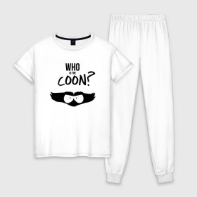 Женская пижама хлопок с принтом South Park Who is the Coon? в Новосибирске, 100% хлопок | брюки и футболка прямого кроя, без карманов, на брюках мягкая резинка на поясе и по низу штанин | 