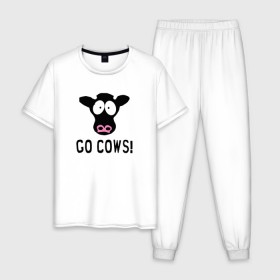 Мужская пижама хлопок с принтом South Park Go Cows! в Новосибирске, 100% хлопок | брюки и футболка прямого кроя, без карманов, на брюках мягкая резинка на поясе и по низу штанин
 | 
