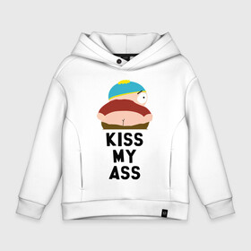 Детское худи Oversize хлопок с принтом KISS MY ASS в Новосибирске, френч-терри — 70% хлопок, 30% полиэстер. Мягкий теплый начес внутри —100% хлопок | боковые карманы, эластичные манжеты и нижняя кромка, капюшон на магнитной кнопке | Тематика изображения на принте: cartman | kenny | park | south | southpark | картман | кенни | мульт | мультик | парк | персонаж | персонажи | сериал | южный