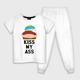 Детская пижама хлопок с принтом KISS MY ASS в Новосибирске, 100% хлопок |  брюки и футболка прямого кроя, без карманов, на брюках мягкая резинка на поясе и по низу штанин
 | cartman | kenny | park | south | southpark | картман | кенни | мульт | мультик | парк | персонаж | персонажи | сериал | южный