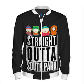 Мужской бомбер 3D с принтом South Park в Новосибирске, 100% полиэстер | застегивается на молнию, по бокам два кармана без застежек, по низу бомбера и на воротнике - эластичная резинка | Тематика изображения на принте: cartman | kenny | park | south | southpark | картман | кенни | мульт | мультик | парк | персонаж | персонажи | сериал | южный