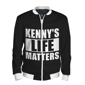 Мужской бомбер 3D с принтом KENNYS LIFE MATTERS в Новосибирске, 100% полиэстер | застегивается на молнию, по бокам два кармана без застежек, по низу бомбера и на воротнике - эластичная резинка | Тематика изображения на принте: cartman | kenny | park | south | southpark | картман | кенни | мульт | мультик | парк | персонаж | персонажи | сериал | южный